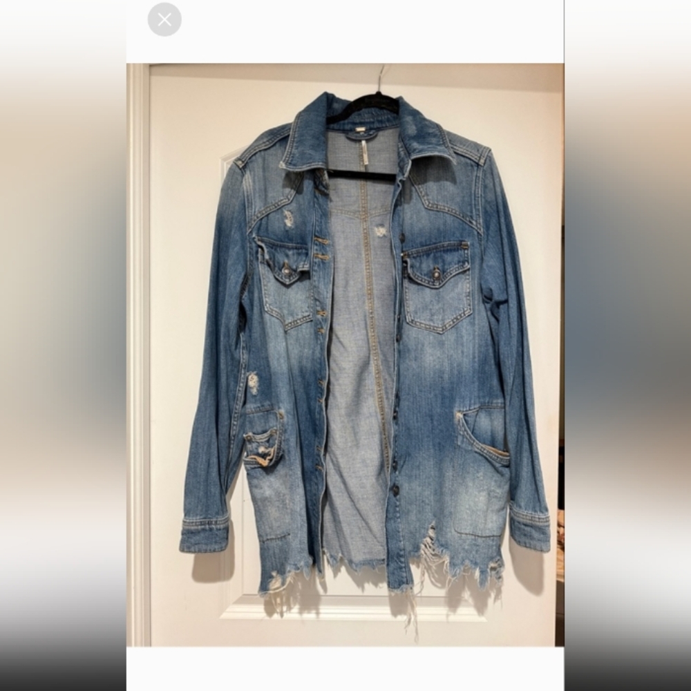 Distressed Light Blue Denim Jacket - Women